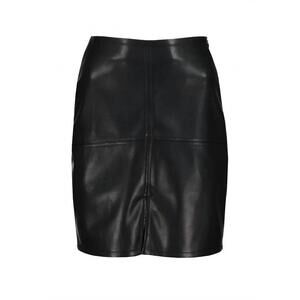 NEW BISHOP + YOUNG women's vegan leather seamed mini skirt in black